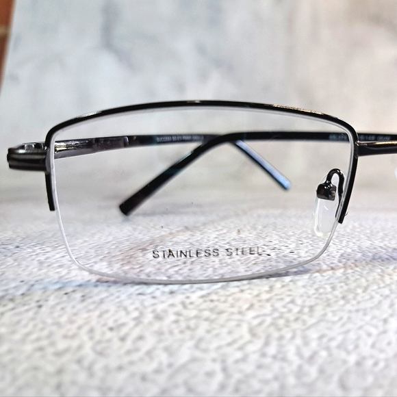 NEW STAINLESS STEEL Half Rim Rx'able Eyeglass Frame, glasses gunmetal 54-18-145 - Picture 2 of 5